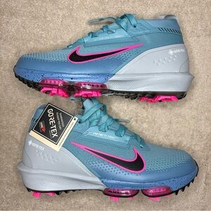 Size 9 - Nike Air Zoom Infinity Tour 2 Golf GORE-TEX Denim Turquoise Hyper Pink